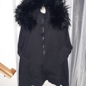 KilllStar - Fur Hoodie w/ Crescent Moon Zipper